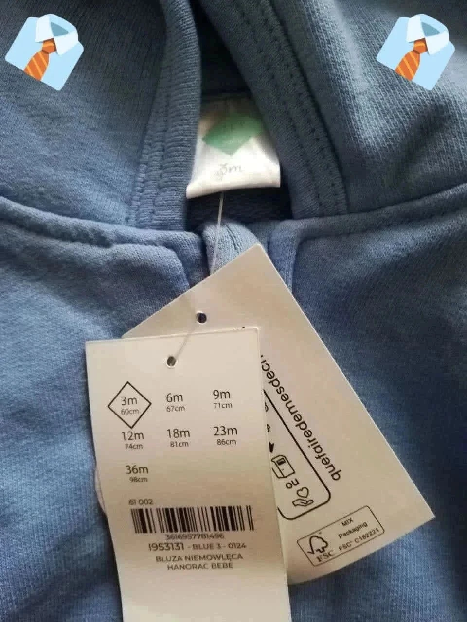 TEX Baby Hoodie Blauw 3 Maanden Nieuw met label – photo 2